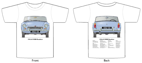 MGB Roadster (disc wheels) 1962-64 T-shirt Front & Back
